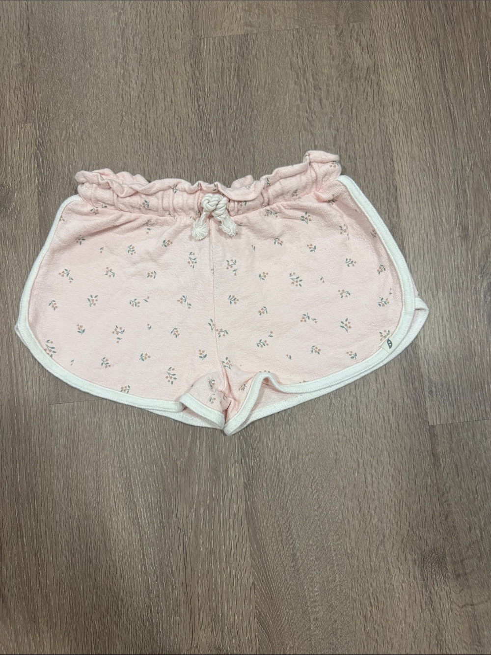 Girls' Pink Floral Knit Drawstring Shorts
